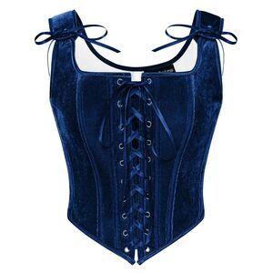 4361 Renaissance Faire Costume Lace Up Corset Top Vintage Velvet Bustier